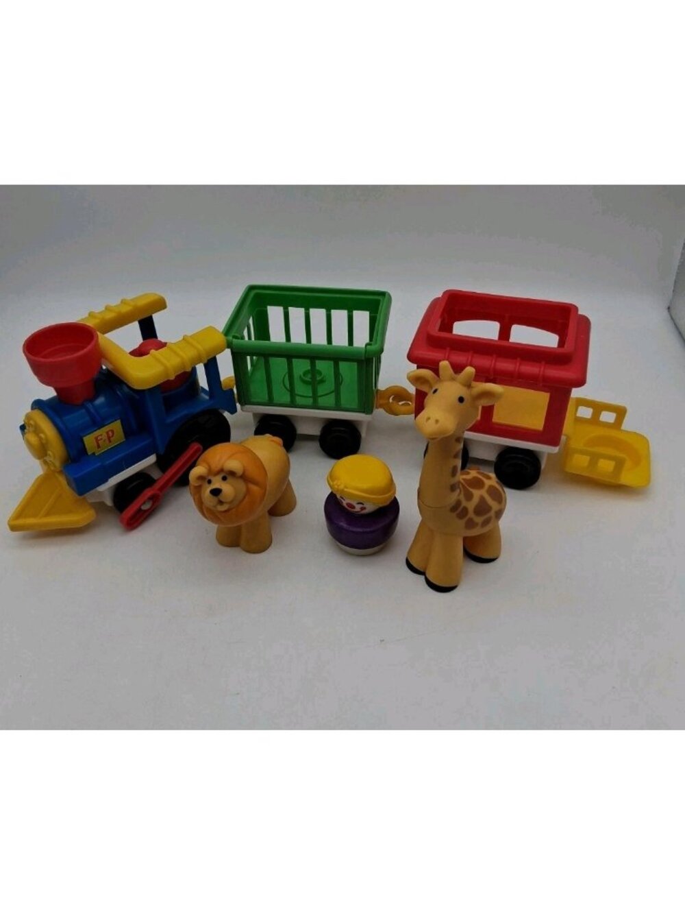 Vtg 1991 Fisher Price Little People Chunky Circus Zoo Train w/Clown & 2 Animals